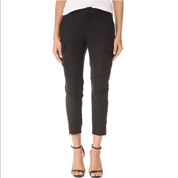 L’Agence Bevin Silk Cargo Pants In Black - Picture 2 of 12